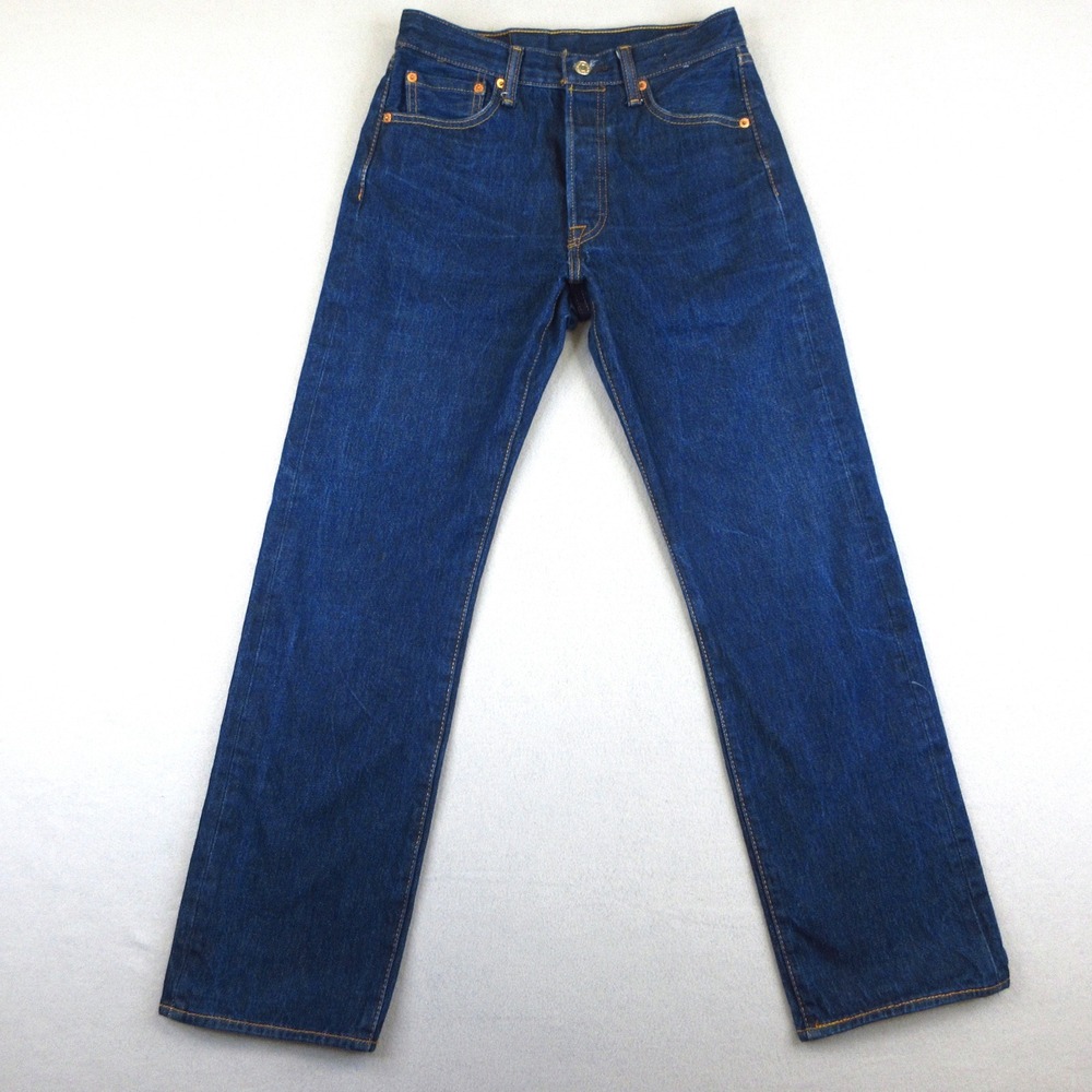 Levi's 501 Jeans Mens 30x32 Blue Denim Dark Wash Straight Leg Button Fly EUC